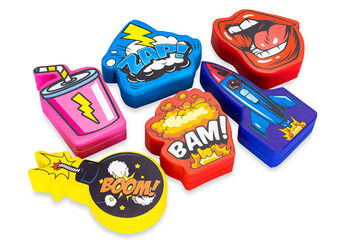 Conjunto de tema Softplay com imagens de animais em estilo de quadrinhos