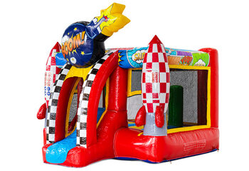 Peça o castelo insuflável Midi Bounce em estilo quadrinhos online na JB Inflatables