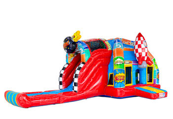 Tiras de quadrinhos representadas no colchão de ar - Castelo insuflável A-frame Super Comic disponível na JB Inflatables