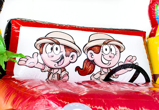 Compre castelo insuflável multijogador médio inflável com tema de safari amazon com escorregador para crianças. Encomende castelos insufláveis ​​online na JB Insufláveis ​​Portugal