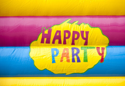 Compre um castelo insuflável multiuso interno com tema de festa com objeto 3D no telhado e um escorregador para as crianças. Encomende castelos insufláveis ​​online na JB Insufláveis Portugal