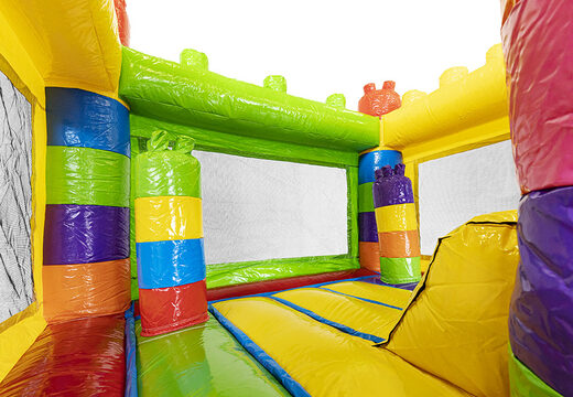 Compre um pequeno castelo insuflável com escorregador para crianças com o tema superblocks. Encomende castelos insufláveis online na JB Insufláveis Portugal