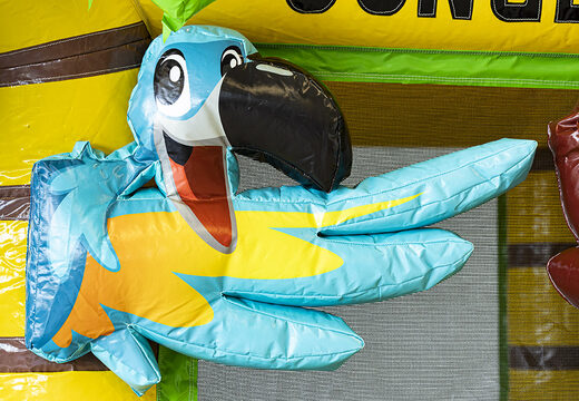 Compre um pequeno castelo insuflável com tema de selva e escorregador para crianças. Encomende castelos insufláveis ​​online na JB Insufláveis ​​Portugal