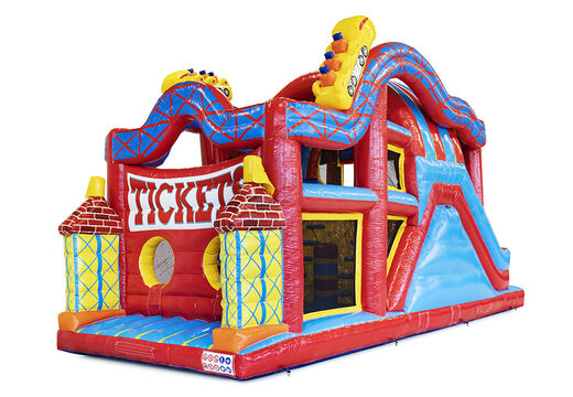 Compre uma pista de obstáculo inflável de 9 metros em uma montanha-russa temática para crianças. Ordene pistas de obstáculos infláveis ​​agora online em JB Insuflaveis Portugal