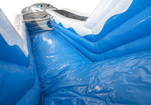 Compre Shark Slide Super com as cores alegres, objetos 3D e belas impressões nas paredes laterais. Ordene escorregadores infláveis ​​agora online em JB Insuflaveis Portugal