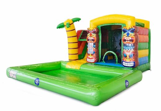 Compre o mini splash castelo insuflável multifuncional com o tema Havaí na JB Insufláveis ​​Portugal. Encomende castelos insufláveis online na JB Insufláveis ​​Portugal
