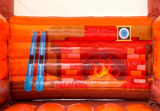 Castelo insuflável padrão do Skihut winterworld com uma chaminé 3D no topo para as crianças. Encomende castelos insufláveis ​​online na JB Insufláveis ​​Portugal