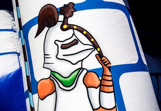 Ordene o castelo insuflável padrão com o tema do cavaleiro em uma cor azul para as crianças. Compre castelos insufláveis ​​online na JB Insufláveis ​​Portugal