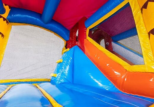 Opblaasbaar Jumpy Happy Splash springkussen met waterbad bestellen in thema flamingo voor kinderen bij JB Inflatables