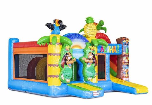 Encomende o tema tropical da almofada de ar inflável com slides e objetos na almofada para crianças