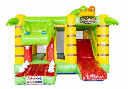 Compre uma espreguiçadeira inflável compacta com escorregador no tema Dino para crianças