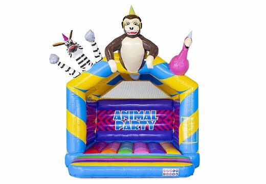 Compre castelo inflável inflável padrão em tema de festa animal com animais 3d nele