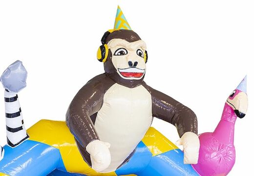 Bouncer inflável padrão em tema de festa animal com animais 3d nele para venda