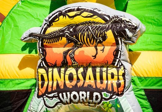Encomende multiplay de almofada de ar inflável com slide no tema dino verde amarelo