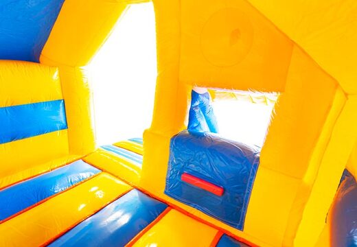 Compre um insuflável insuflável com escorrega à frente no tema pato de borracha amarelo