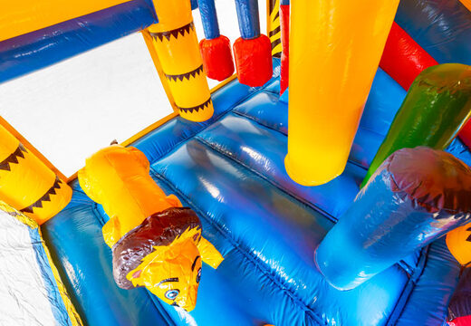 Castelo insuflável insuflável com escorrega e tecto no tema safari amazónico para venda para crianças