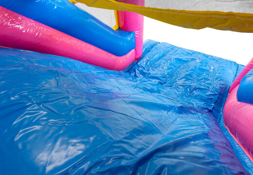 Compre agora sua pista de obstáculos inflável de 13 metro com tema flamingo  para crianças. Ordene pistas de obstáculos infláveis ​​agora online em JB Insuflaveis Portugal