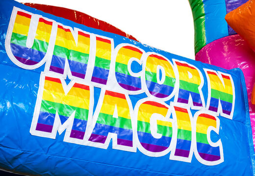 Mini insuflável insuflável Multiplay no tema Unicórnio para venda para crianças. Encomende agora castelos insufláveis ​​na JB Insuflaveis Portugal
