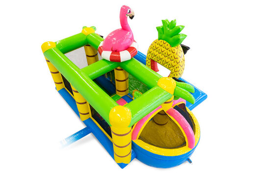 Compre o castelo insuflável Flamingo para crianças. Encomende castelos insufláveis ​​online na JB Insuflaveis Portugal