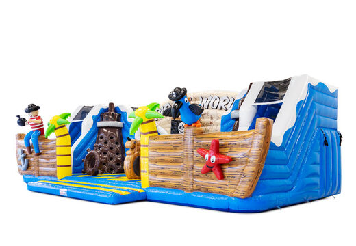 Lado do pirata Slideworld com animais marinhos e papagaio