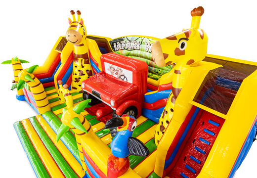 Girafa palmeira papagaio castelo insuflável com tema safari
