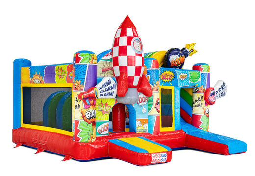 Vermelho azul amarelo foguete bomba tema de quadrinhos multiplay