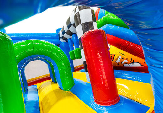 Arcos verdes e azuis e pilares vermelhos em pula-pula multiplay tema Comic