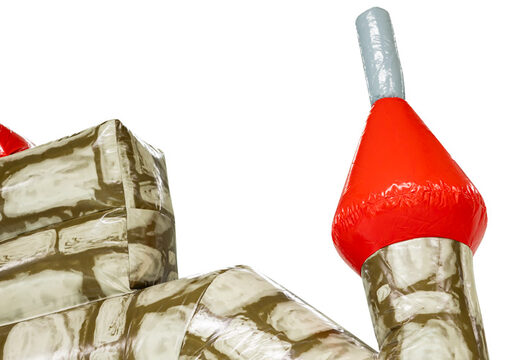 Torre vermelha no Castelo Insuflável Padrão Grey Brick da JB em Meppel