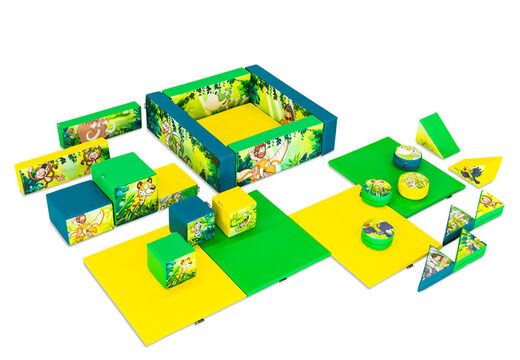 Conjunto de Softplay XL com tema Jungle Dino e blocos coloridos para brincar
