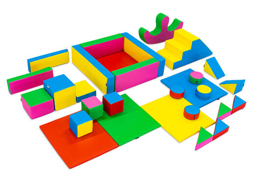 Conjunto XXL de Softplay com tema padrão e blocos coloridos para brincar