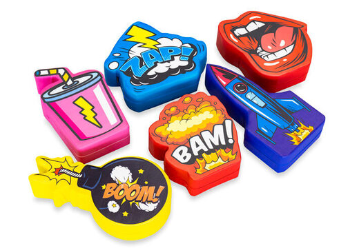 Conjunto de tema Softplay com imagens de animais em estilo de quadrinhos