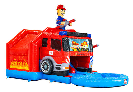 Compre o castelo inflável com escorregador duplo no tema de Bombeiros Slide Combo na JB