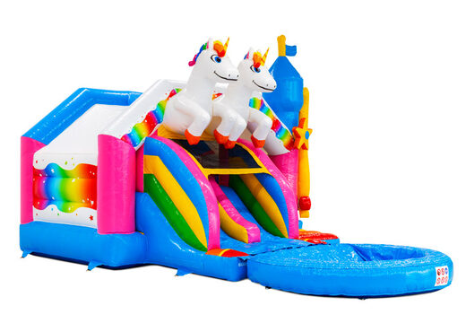 Compre o castelo inflável Combo Double Slide com tema de unicórnio na JB