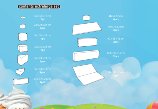 Faça o pedido online do conteúdo do conjunto Softplay XL com tema de Doces da JB Meppel