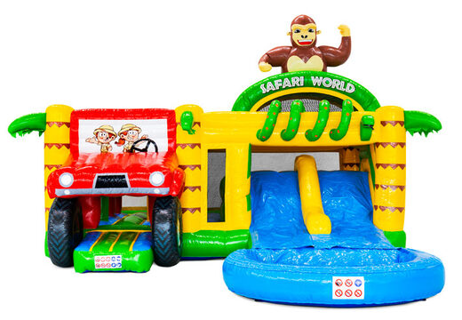 Compre o Castelo Inflável Multiplay Dubbelslide no tema safari gorila na JB