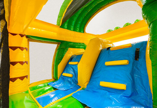 Parede de escalada do tema Safari Gorilla Multiplay dubbelslide em azul amarelo verde
