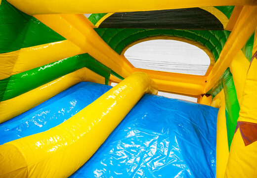 Compre o escorrega azul amarelo verde do castelo inflável Multiplay dubbelslide na JB