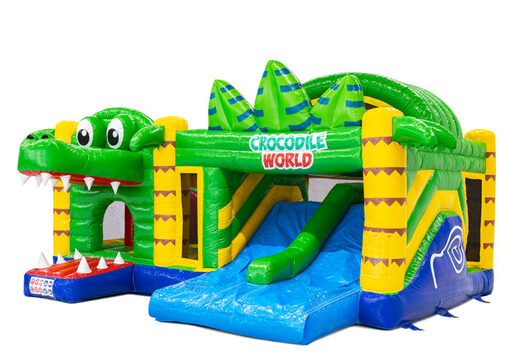 Castelo insuflável Multiplay Doubleslide com dois escorregadores no tema crocodilo