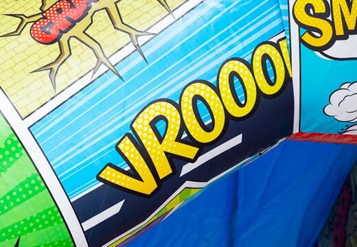 Castelo insuflável A-frame em tema de quadrinhos chamativo à venda na JB Inflatables